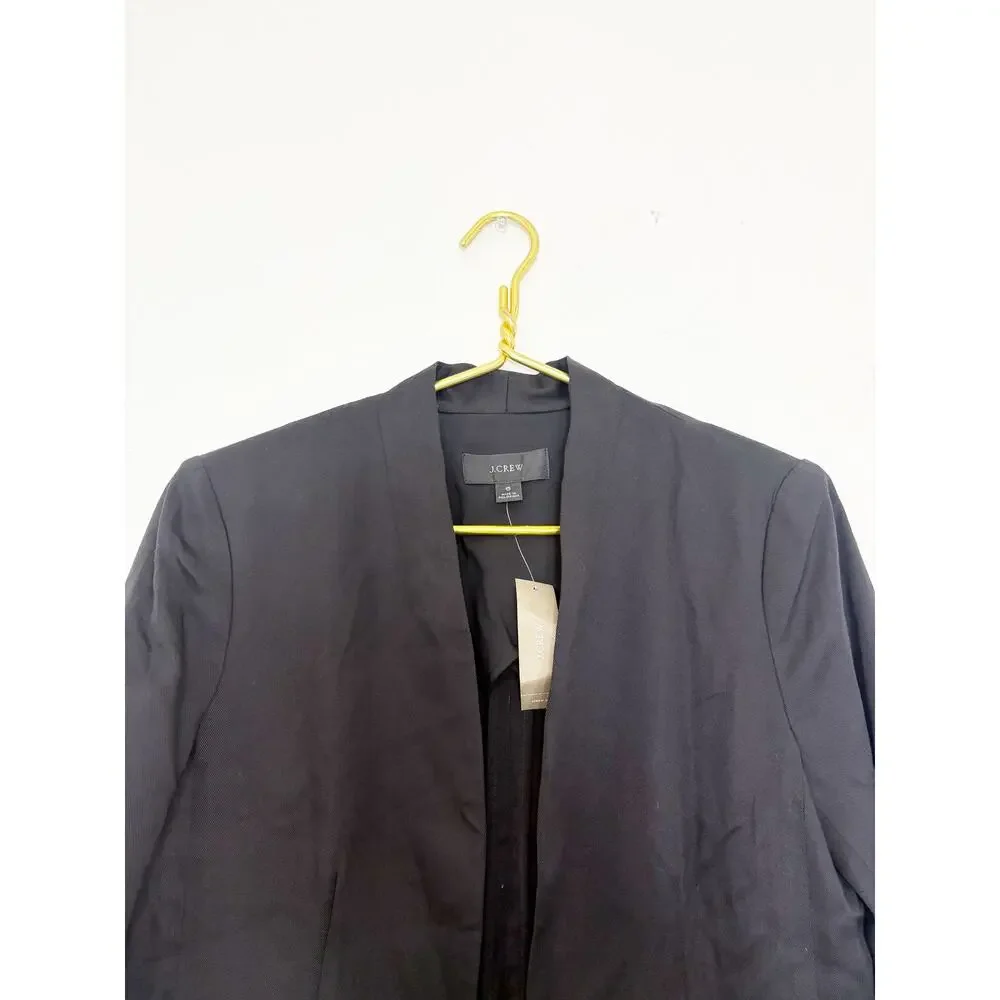NWT J. Crew Going-Out Blazer Gramercy Twill Size 6 Black Workwear Open Preppy
